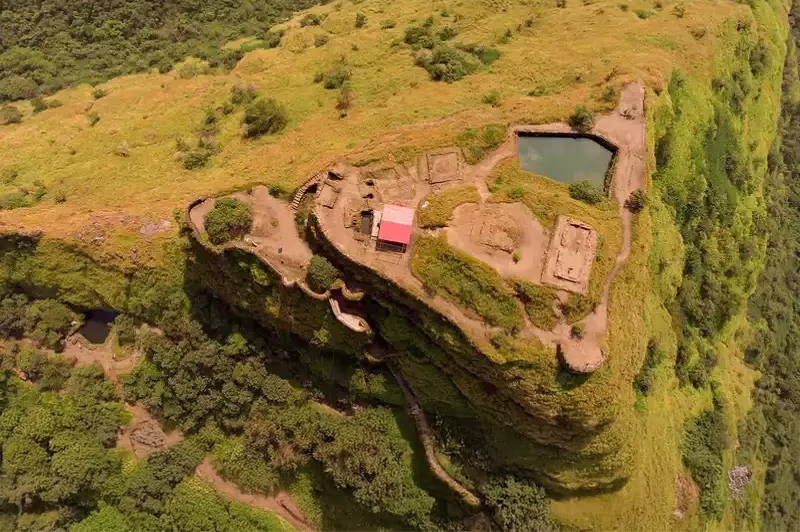 Tikona Fort trekking trail with panoramic valley views
